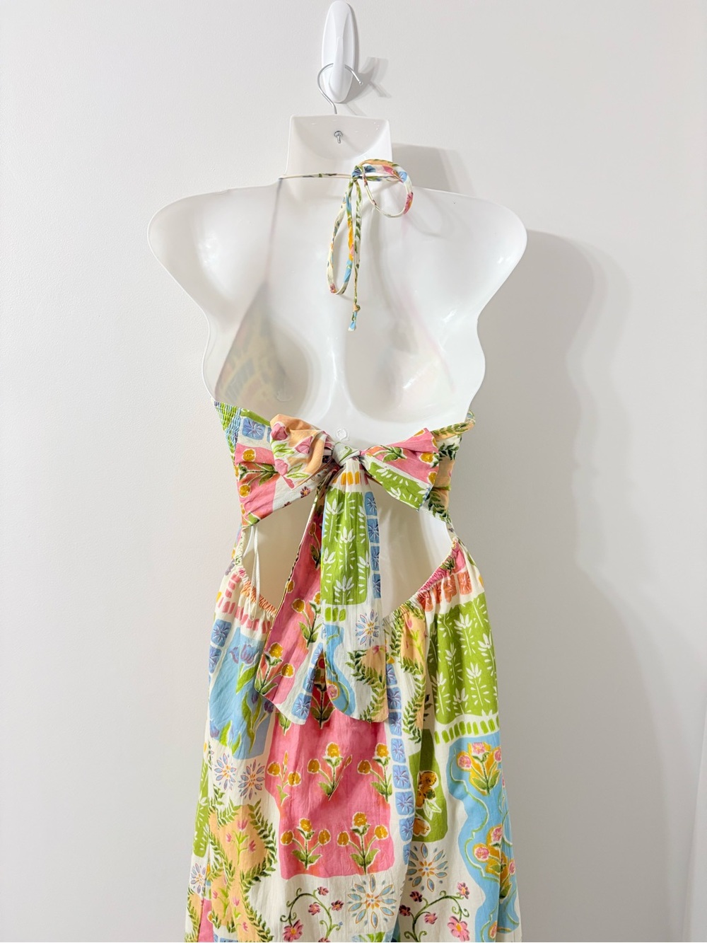 PATRONS OF PEACE Patchwork Halter Maxi Dress Boho Euro Summer Resort Vacation M - Picture 6 of 8